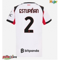 Camiseta AC Milan Pervis Estupinan #2 Visitante Equipación para mujer 2025-26 manga corta